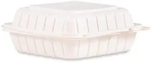 Hinged Lid Containers 8.25 x 8 x 3 White Plastic 150/Carton 85MFPPHT1R