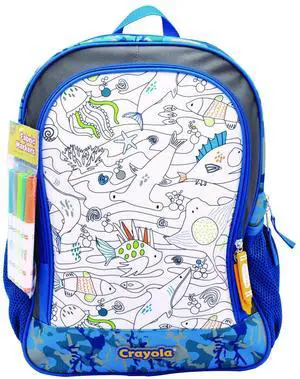 Color-Your-Own Backpack Oceanfront 15 x 5 x 16 Blue/Black B23CL56806ST