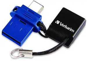 Verbatim Store 'n' Go Dual 128GB USB 3.2 (Gen 1) (Type A + Type C) Flash Drive - 128 GB - USB 3.2 (Gen 1) Type A, USB 3.2 (Gen 1) Type C - Blue - Lifetime Warranty