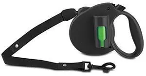 PAW Bio 16FT Retractable Pet Dog 110LB Leash with Green Pick-up Bags, Black
