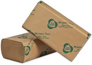 EcoGreen Recycled Multifold Paper Towels 1-Ply 9.5 x 9.5 Kraft 4160/Ctn APVEK416