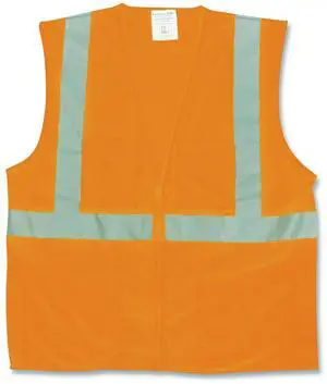 PIP 2 Two-Pocket Zipper Mesh Safety Vest 2X-Large Orange 3020702ZOR2X