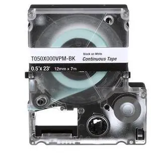 Panduit PXE MP Printer Continuous Tape Vinyl Black on White 0.5" Wide 5Pk