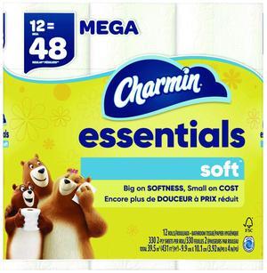 Charmin Essentials 2-Ply Soft Mega Toilet Paper Rolls 12RL,WH,4/12RL,WH