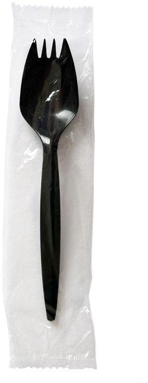 Mediumweight Wrapped Polypropylene Cutlery Spork Plastic Black 1000/Carton BWKSPORKBLPPIW