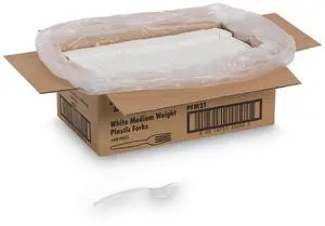 Plastic Cutlery Mediumweight Fork Plastic White 1000/Carton PFM21