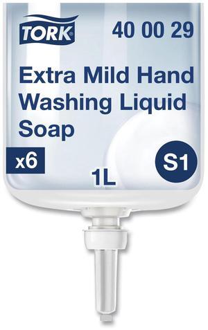 Tork Extra Mild Hand Washing Liquid Soap, 1-Liter, 6/Carton 400029