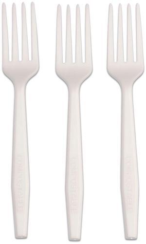 CPLA Cutlery Heavyweight Fork Plastic White 1000/Carton L1801W