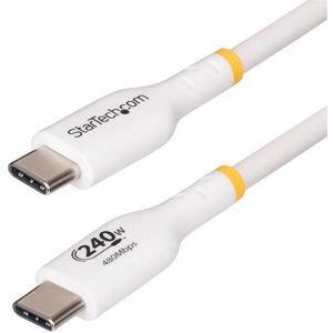 StarTech 3ft White USB-C Charging Cable USB-IF Certified USB C Cable 240W PD EPR USB 2.0 Type-C Laptop Charger Cord TPE Jacket