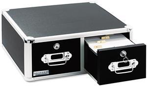 Vaultz VZ01395 Locking 6 x 4 Two-Drawer Index Card Box 3000-Card Capacity Black