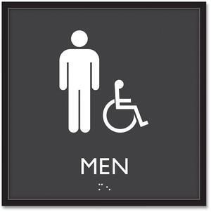 ADA Sign Men Accessible Plastic 8 x 8 Clear/White 66915