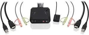 IOGEAR 2-Port 4K KVM Switch with HDMI, USB and Audio Connections - 4096 x 2160 - 4 x USB - USB 2.0 - 2 x HDMI  GCS92HU