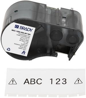 Brady M5C-1500-595-WT-BK All-Weather Vinyl Labels 1.5 in W x 25ft Black on White