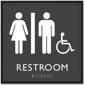 ADA Sign Unisex Accessible Restroom Plastic 8 x 8 Clear/White 66911
