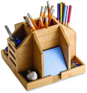 Bamboo Rotary Organizer 9 Compartments 8.85 x 8.82 x 7.4 Brown Bamboo 71007