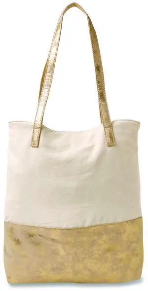 Deluxe Tote Bag Large Accommodates Laptops Up to 13" 14.25" x 4" x 16.25" Beige/Gold MS106A