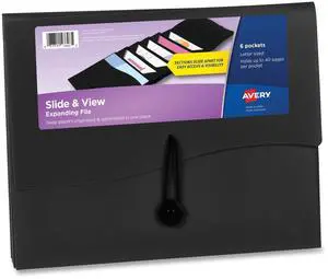 Avery Slide and View Expanding File 6 Sections Letter Size Black 73542