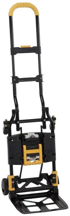 Cosco 12225YGB1E 2-in-1 Folding Hand Truck - 300 lb Capacity - 17" x 30.5" x 33.5" - Black/Yellow