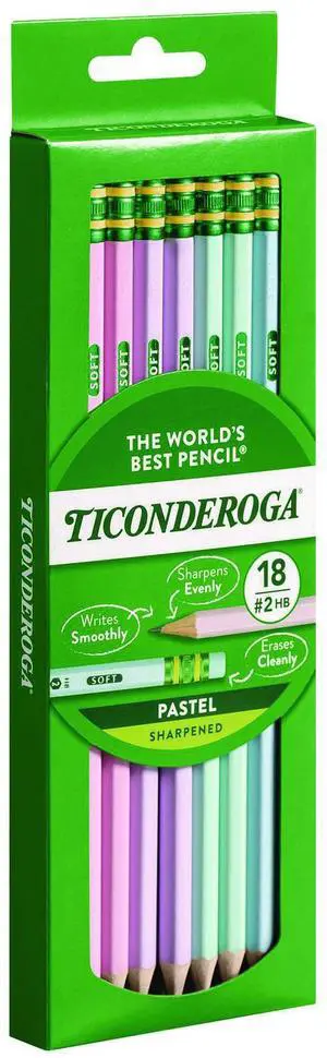 Ticonderoga Pre-Sharpened Pencil 2.2mm HB #2 Pastel Barrel 18Ct X13718