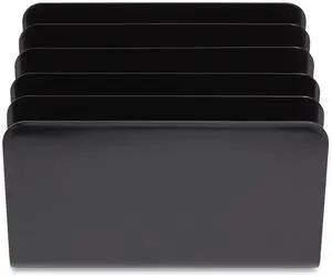 TruRed Plastic Incline Mail Sorter 5 Sections Envelopes Black TR55335