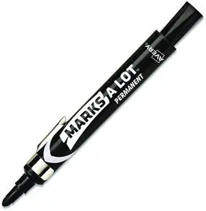 MARKS A LOT Large Desk-Style Permanent Marker with Metal Pocket Clip Broad Bullet Tip Black 24878
