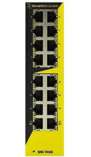 Brainboxes SW-7416 Hardened Industrial 14x 10/100 & 2x 1G Ethernet Switch
