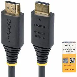 StarTech 3ft 0.9m Premium Certified High Speed HDMI Cable 4K 60Hz/1440p 144Hz 18Gbps UHD HDMI 2.0 Cord TPE Jacket