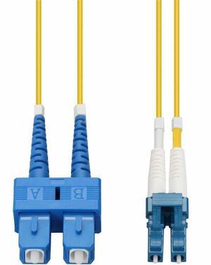 AddOn 15m LC Male to SC Male Yellow OS2 Duplex Fiber OFNR Riser-Rated Patch Cable