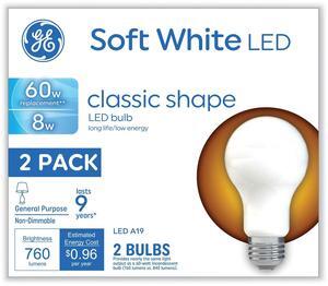 Classic LED Non-Dim A19 Light Bulb 8 W Soft White 2/Pack 93105686