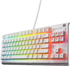 SteelSeries Apex 3 TKL Wired Membrane Whisper Quiet Switch Gaming Keyboard 8 zone RGB Backlighting White