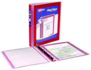 Flexi-View Binder with Round Rings 3 Rings 1" Capacity 11 x 8.5 Red 17606