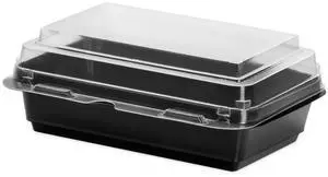 Solo 846612-PS94 Creative Carryouts Hinged Plastic Hot Deli Boxes - 24 oz - 7.87 x 5.4 x 2.1 - Black/Clear - 200/Carton
