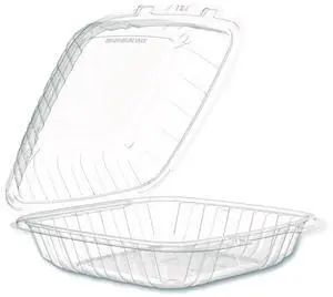 Microwaveable Hinged Containers ProPlanet 9 x 8.75 x 3 Clear Plastic 150/Carton 90PPHT1