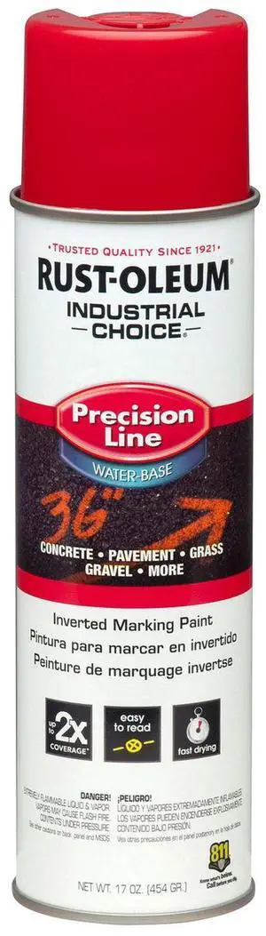 Industrial Choice M1800 System Water-Based Precision Line Marking Paint Flat Safety Red 17 oz Aerosol Can 12/Carton 203038CT