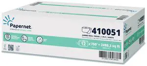 HyTech Seas Mini JRT, Septic Safe, 1-Ply, White, 3.3" x 750 ft, 6 Rolls/Carton