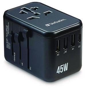 Verbatim UTA-08 Universal Travel Adapter, (3) USB-A/(3) USB-C