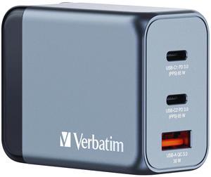 Verbatim 32201 65w Gan Wall Charger Usb-c Pd Ports Usb-a Qc 3.0