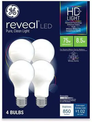 Reveal HD+ LED A19 Light Bulb 8.5 W 4/Pack 93127795