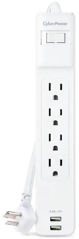 CyberPower P406U Home Office 4 Outlet Surge Protector with 500 J Surge Suppression