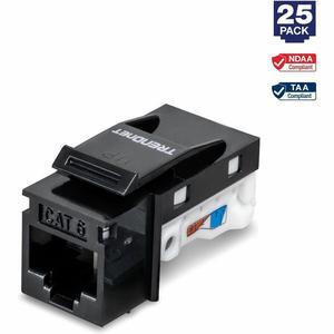 TRENDnet Cat6 Keystone Jack, Black 25-Pack TC-K25C6BK