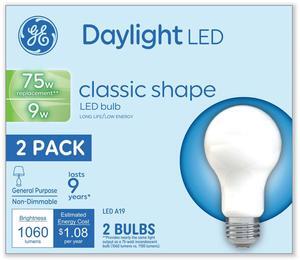 Classic LED Non-Dim A19 Light Bulb 9 W Daylight 2/Pack 93109035