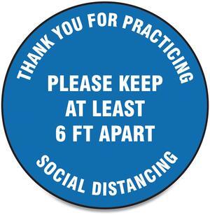 Accuform Slip-Gard Social Distance Floor Signs 17" Circle Blue 25 Pack