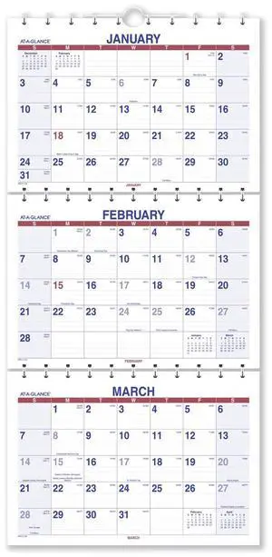 AT-A-GLANCE® 2026 Move-A-Page Three Month Wall Calendar, Large, 12" x 27"