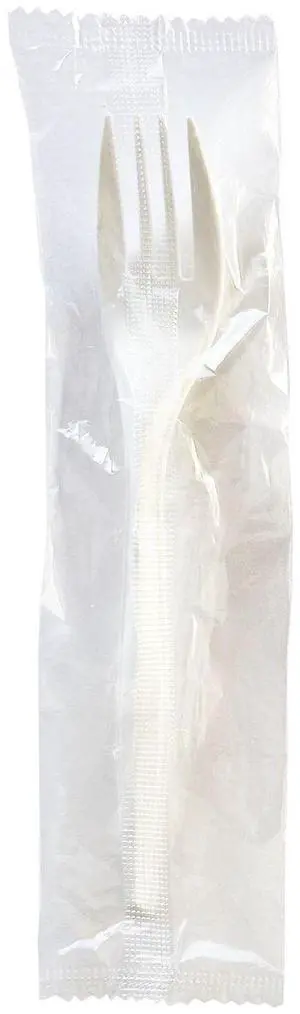Mediumweight Wrapped Polypropylene Cutlery Fork 5.51" Plastic White 1000/Carton BWKFORKMWPPIW