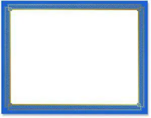 Tree Free Award Certificates 8.5 x 11 White with Elegant Blue/Gold Border 15/Pack 49949