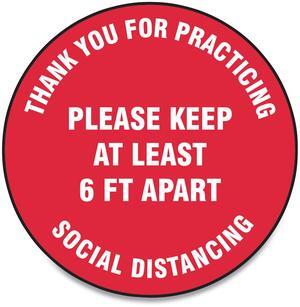Accuform Slip-Gard Social Distance Floor Signs 17" Circle Red 25 Pack