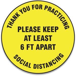 Accuform Slip-Gard Social Distance Floor Signs 17" Circle Yellow 25 Pack