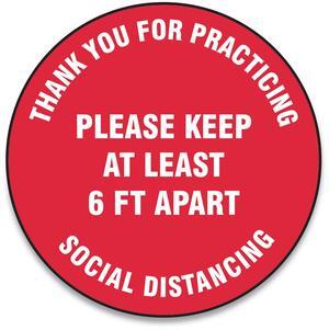 Accuform Slip-Gard Social Distance Floor Signs 12" Circle Red 25 Pack