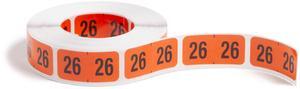 Smead ETYJ Color-Coded 2026 Labels, 1-1/2 x 3/4 in., Orange, 500/Roll in a Dispensing Box (68326)