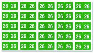 Yearly End Tab File Folder Labels 0.5 x 1 Green 25/Sheet 10 Sheets/Pack 67926